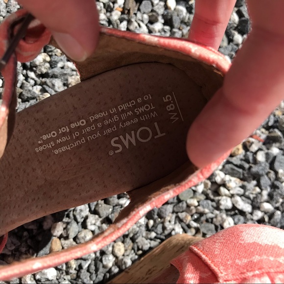 Toms Sienna pink canvas cork wedge sandals 8.5 - Picture 7 of 13